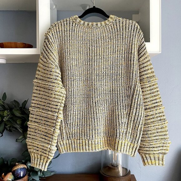 Maje Maous Yellow Multi Marled Crewneck Chunky Ribbed Knit Oversized Sweater - Picture 5 of 8